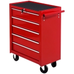 Homcom Carucior Atelier – Casetiera cu Sertare, Rosu 67,5×33×77 cm