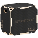SPORTNOW Plyo Box in Legno 3 in 1, Box Pliometrico per Salti Antiscivolo con Maniglie per Allenamento in Casa Palestra, 41x36x31 cm, Nero