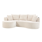 Bogesofa imbottito con portabicchieri su entrambi i lati, cuscini e tasca laterale, 250x152x82 cm, Beige