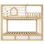 Cama beliche infantil estilo cabana, 2 lugares de dormir de 90×200 cm cada, sem colchão, 210x102x184 cm, Cor natural
