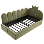 Letto singolo a L imbottito con spazio contenitore inferiore, 199x96x96 cm, Verde