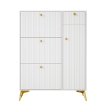 Armadio scarpiera con 3 ante a ribalta salvaspazio dal design moderno, 90x25x121 cm, Bianco