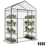 Outsunny Serra da Giardino in Acciaio e PVC Trasparente con Porta Avvolgibile, 143x73x195 cm, verde