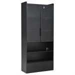 Vitrine alta, iluminação LED controlada por app, 6 prateleiras, 80x34x180 cm, Preto