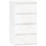 HOMCOM Cassettiera 4 cassetti Salvaspazio in Legno, 40x35x74 cm, Bianco Lucido