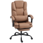HOMCOM Chaise bureau ergonomique, fauteuil de bureau avec dossier inclinable, hauteur réglable, 65x67x111-119cm, marron