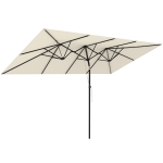 Outsunny Grote parasol, verstelbaar in hoogte en kantelbaar, 150x295x170-214 cm, Crème