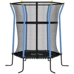 HOMCOM Kindertrampoline, met Veiligheidsnet, Gevoerd, Staal, Belastbaar tot 50 kg, 122L x 111B x 190H cm, Blauw & Zwart