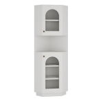 Armadio da bagno angolare salvaspazio con striscia LED luminosa, 45x45x166,5 cm, Bianco