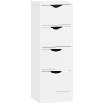 HOMCOM 4-Drawer Bathroom Cabinet, Freestanding Narrow Storage Cabinet with Groove Handles for Small Spaces, White