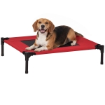 PawHut Lit surélevé pour chiens chats animaux de compagnie tissu oxford textilène micro-perforé 76 x 61 x 18 cm rouge et noir