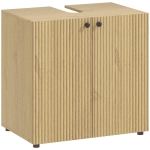 HOMCOM Meuble sous lavabo, meuble de salle de bain 2 portes à fermeture amortie, étagère réglable, 60x39,8x58,5cm, bois naturel