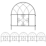 Outsunny Tuinhek hek staal 300 cm x 70 cm hoog decoratief gaashek set hekelementen zwart