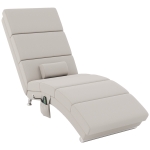 HOMCOM Elektrische Relaxfauteuil Massagestoel met Ligfunctie, Warmte, Vibratie en Lendenkussen, 56 x 168 x 84 cm Crèmewit