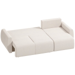 HOMCOM Schlafsofa mit Umkehrbarer Chaiselongue, L-förmiges 3-Sitzer Sofa aus Veloursbezug, Cremeweiß