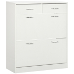 HOMCOM Mobile Scarpiera da 12 Paia con 2 Ripiani Interni Regolabili e 2 Cassetti, in Legno, 80x30x91.5 cm, Bianco