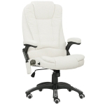 Vinsetto Scaun de Birou Reclinabil cu Masaj, Înălțime Reglabilă, Telecomandă, Textil cu Aspect de In, Crem