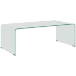 HOMCOM Masă Modernă din Sticlă Securizată pentru Living cu Design dintr-o Singură Piesă, 100x50x35 cm, Transparentă