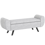 HOMCOM Bancă pentru Depozitare la Capătul Patului cu Brațe, Tapițerie din Material Textil, Picioare din Lemn și Capacitate de 53,8L, 132x42x50 cm, Gri
