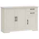 HOMCOM Mobilier Bucătărie cu 2 Sertare și 3 Dulapuri, Polițe Reglabile, 120 x 38 x 79 cm, Crem
