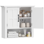 HOMCOM Armario de Pared para Baño con 2 Puertas y Estante Abierto para Aseo Dormitorio Ducha 60x19,8x58 cm Blanco