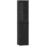 kleankin Coloană Baie economisitoare de spațiu cu dulăpior, sertar și rafturi din MDF, 40x27x171.5cm, Negru