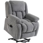 HOMCOM Sillón Elevador Eléctrico Reclinable 150° con Asiento Amplio Masaje y Calefacción de Terciopelo Gris Claro