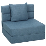 HOMCOM Chauffeuse canapé-lit convertible fauteuil 1 place avec 1 coussin déhoussable, tissu bleu foncé