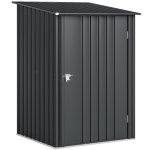 Outsunny 3.3 x 3.4ft Lean To Steel Garden Shed, with Locking Door - Dark Grey