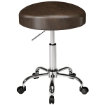 HOMCOM Banco Giratório a 360° com Altura Ajustável em Couro Sintético Capacidade 120 kg 39x34,5x52-67,5 cm Castanho