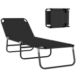 Outsunny Foldable Sun Lounger with 5-Position Adjustable Backrest, Outdoor Portable Recliner Chaise Lounge Chair with Oxford Fabric for Patio, Beach, Garden, Camping, Black