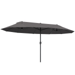 Outsunny Ombrellone da Giardino Doppio da Giardino 4.6x2.7 m a 12 Stecche con Prese d'Aria e Manovella, Ombrellone per Esterno in Acciaio e Poliestere, Anti UV, per Balcone e Terrazza, Grigio