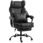 HOMCOM Executive Office Chair, Leathaire Big and Tall Office Chair 180 kg with Wide Seat, Reclining, Lumbar Support, Black