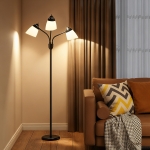 HOMCOM Arc Tree Floor Lamp with 3 Adjustable Rotating Lights, Industrial Standing Lamp with Steel Frame for Bedroom Living Room, 155cm, Black