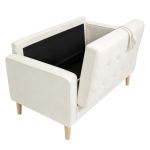 HOMCOM Sofá de 2 Plazas con Espacio de Almacenamiento Patas de Madera Respaldo Capitoné 117x62x78 cm Crema