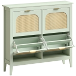 HOMCOM Narrow Shoe Cabinet, Boho Slim Shoe Storage Cabinet with 4 Flip Drawers, Holds 20 Pairs, Light Green