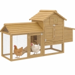 PawHut Small Chicken Coop with Run Hen House Poultry Coops Cages Nesting Box Wood 150.5 x 54 x 87cm