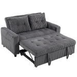HOMCOM 2-Sitzer Sofabett, Cordbezug, zum Schlafsofa umwandelbar, 2 Kissen, Seitentaschen, 157 x 190 cm, Dunkelgrau