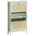 HOMCOM Narrow Shoe Cabinet, Boho Slim Shoe Storage Cabinet with 3 Flip Drawers, Holds 21 Pairs, Light Green