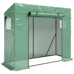 Outsunny Serre de Jardin Anti-UV 2 fenêtres moustiquaires + Barres renforcement 200L x 77l x 169H cm Acier PE Vert