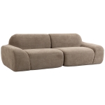 HOMCOM Canapea 3 locuri din chenille 244 cm, canapea modernă pentru living, șezut și cotiere late, arcuri pocket, maro deschis