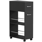 HOMCOM Chariot de cuisine desserte sur roulettes avec 1 tiroir et 2 étagères ouvertes pour salle à manger 25 x 50 x 85 cm Noir