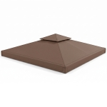 Outsunny Tetto di Ricambio per Gazebo 3x3m a 2 Livelli e Resistente ai Raggi UV, Caffè