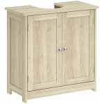 kleankin Meuble Salle de Bain sous Lavabo, Meuble sous-Vasque, Placard 2 Portes avec Étagère, 60x30x60cm, Chêne