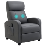 HOMCOM Sillón de Masaje Reclinable con Mando a Distancia Bolsillo Lateral y Temporizador Tapizado en PU 68x88x98 cm Gris