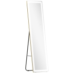 HOMCOM 2 in 1 Ganzkörperspiegel mit LED-Licht, freistehend, wandmontiert, dimmbar, 40 cm x 37 cm x 156,5 cm, Silber