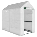 Outsunny foliekas, beloopbare kas met 4 plankniveaus, tomatenkas, broeikas, met deur, groen, staal, PE, 120 x 186 x 190 cm.