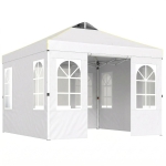 Outsunny Tenda Dobrável 3x3 m Pop-up com UPF 50+, 4 Laterais Removíveis, Altura Ajustável e Bolsa de Transporte, Branco