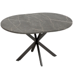 HOMCOM Mesa de Comedor Extensible Ovalada para 4 a 6 Personas con Extensión 100-135 cm Efecto Mármol Negro