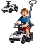 AIYAPLAY 2 em 1 Carro Andador para Crianças 12-36 Meses Lamborghini Essenza SCV2 Carro Andador com Buzina Guiador e Grade de Segurança Removível 86,5x40x89,5cm Branco e Preto